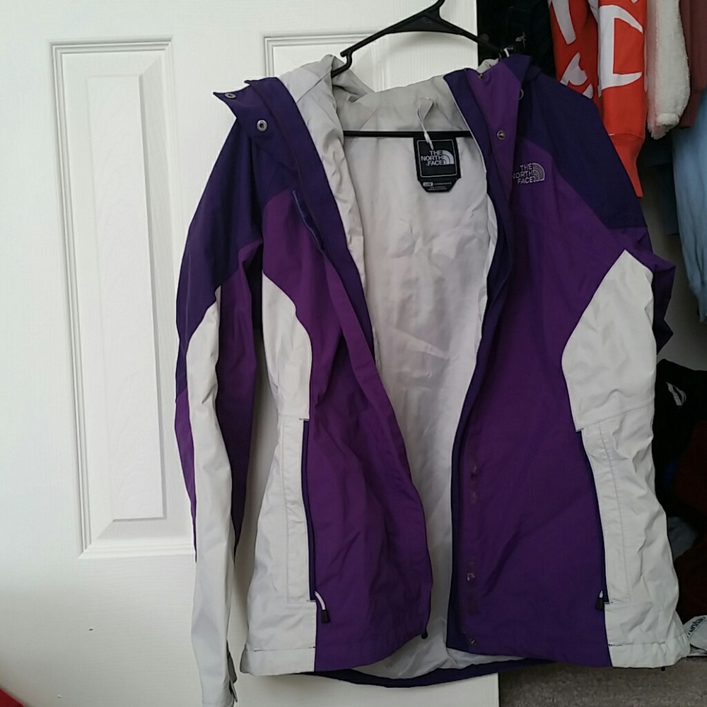 Purple north face rain jacket